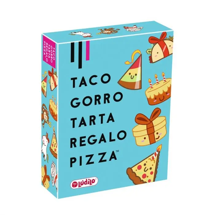 Taco Gorro Tarta Regalo Pizza: juego de cartas de ritmo y reflejos (8+)