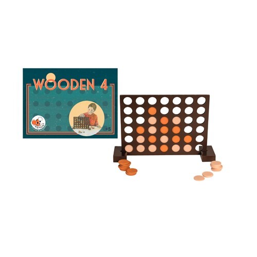 4 en Raya de madera: juego clásico plegable de estrategia (6+)