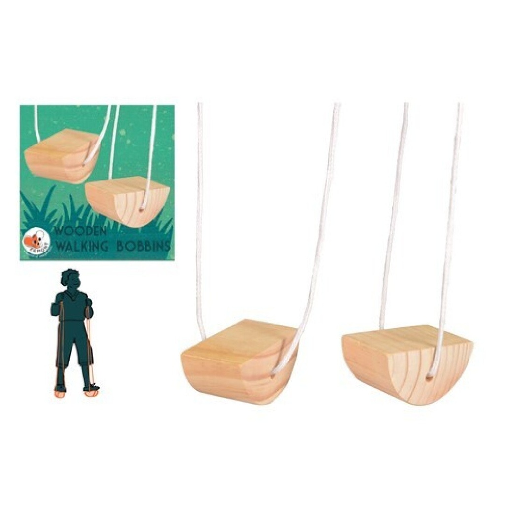 Zancos de madera con bobinas: juego de equilibrio y coordinación (4+)