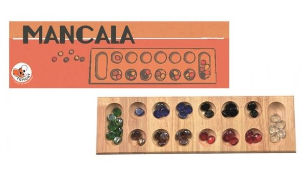 Mancala: juego tradicional de captura y estrategia numérica (6+)