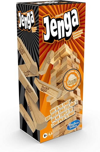 Jenga Hasbro – Edició Oficial del Joc de Torre d'Equilibri | Des de 6 Anys, 2 o Més Jugadors | Ideal per a Reptes Grupals, Activitats de Control Motriu i Esdeveniments Dinàmics