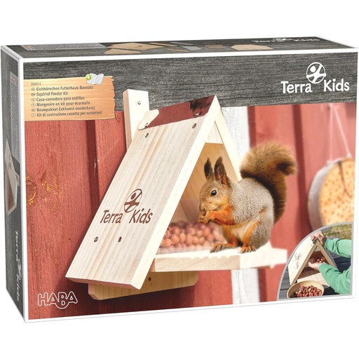 Menjadora per a esquirols Terra Kids: kit de construcció en fusta amb eines (6+)