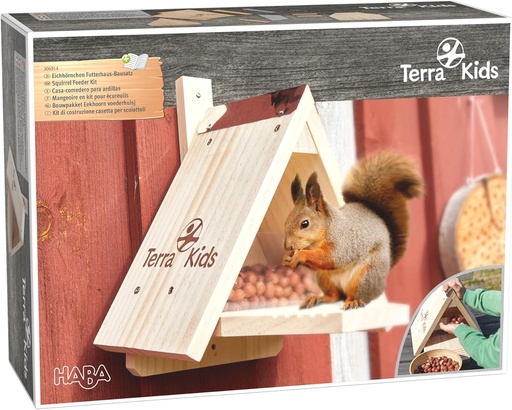 Menjadora per a esquirols Terra Kids: kit de construcció en fusta amb eines (6+)