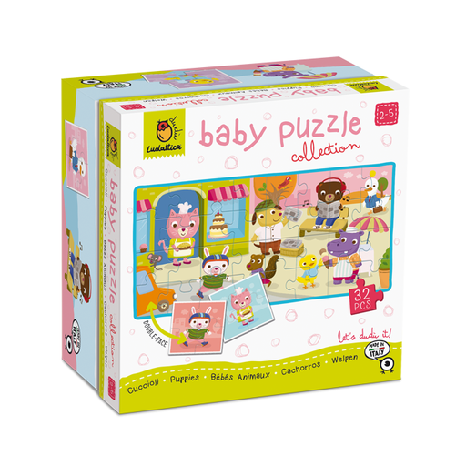 Ludattica Baby Puzzle Collection Cachorros – Puzzle Infantil de 32 Piezas, Doble Cara, Estimula la Motricidad Fina y la Concentración, Ideal para Infancia a Partir de 2 Años