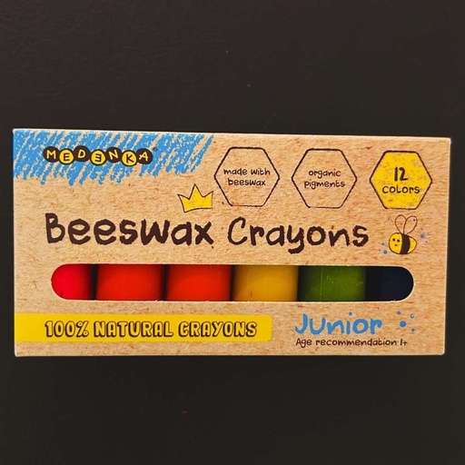 Crayones europeos de cera de abeja junior, 12 colores