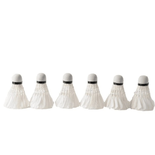[857025] Volantes de bádminton blancos: pack de 6 plumas para juego y entrenamiento (6+)