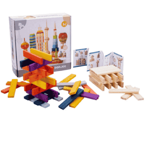 Juego de tablillas de madera de construcción de colores, 200 piezas