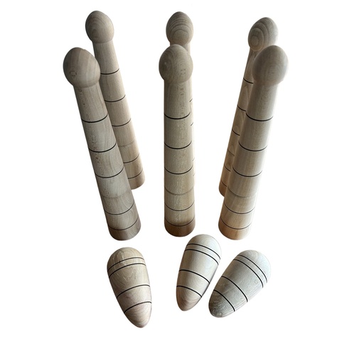 [MGL-1534] Bitlles valencianes: joc tradicional oficial de fusta amb 6 birles i 3 birlots (6+)