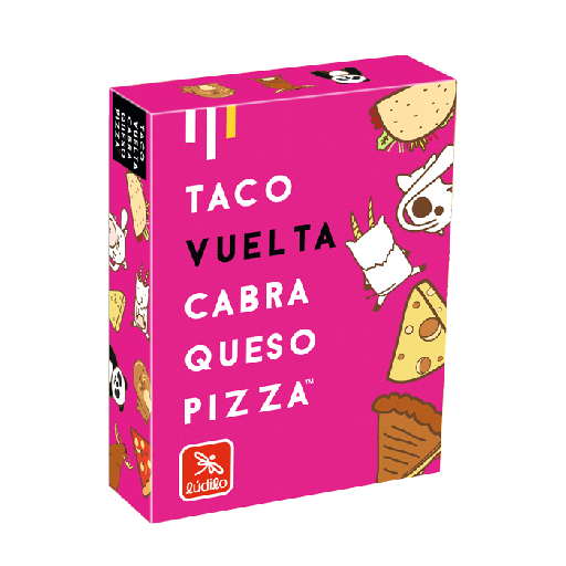 Taco, Vuelta, Cabra, Queso, Pizza: joc de cartes de ritme i reflexos (8+)