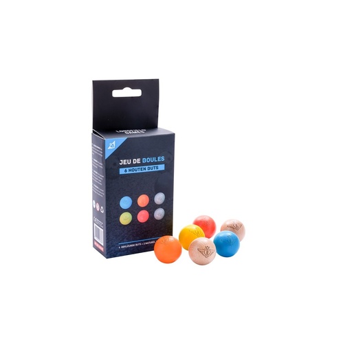 [010145] Boliches de madera (6 uds.): set mixto 4 colores + 2 naturales (6+)