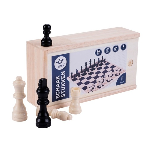 [150000] Peces d’escacs de fusta 77 mm: set en caixa portàtil de fusta (6+)