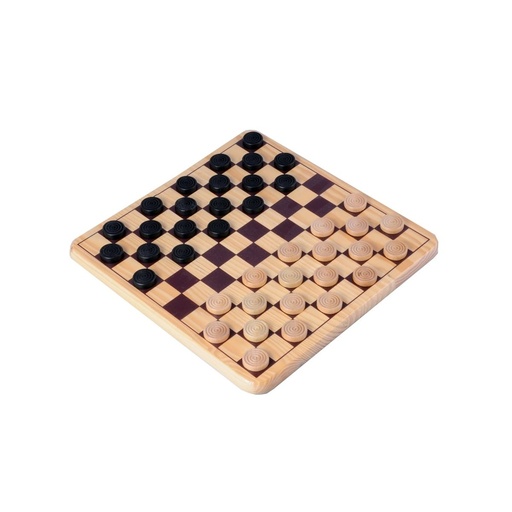[150236] Damas de madera Longfield 30×30 cm: juego clásico de estrategia (6+)