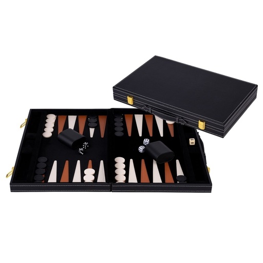 [250504] Backgammon de luxe 45 cm: maletí de pell sintètica per a joc clàssic (8+)