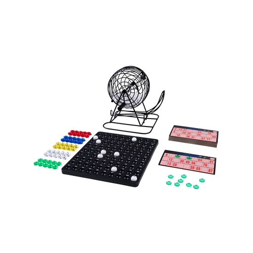 [360565] Bingo 1–90 amb tambor metàl·lic 13,5 cm: joc professional tradicional (8+)