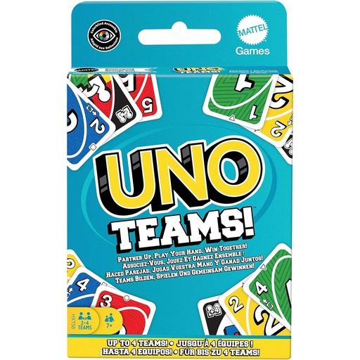 UNO Teams: juego de cartas por equipos de colores y números (7+)