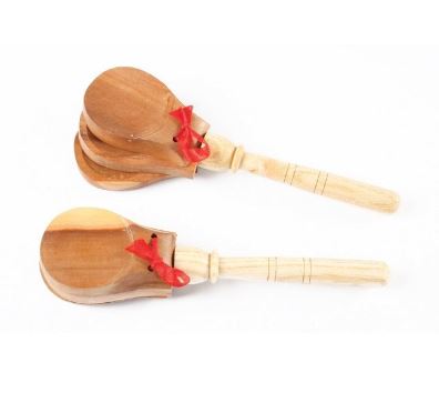 [44101900] Castanyoles de fusta amb mànec: Instrument musical infantil i educatiu