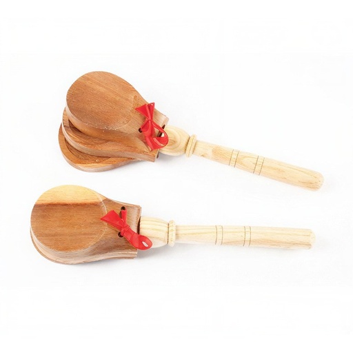 [44101900] Castanyoles de fusta amb mànec: instrument musical infantil i educatiu