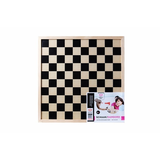 [170481] Schaak/dambord 40 cm madera: tablero reversible de ajedrez y damas