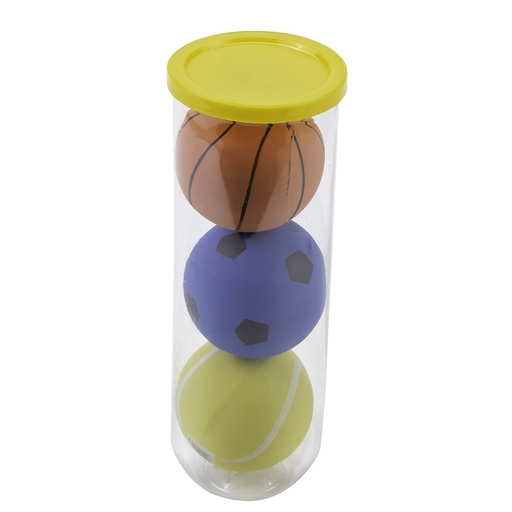 High bounce ballen: 3 pelotas saltarinas 6 cm en tubo para coordinación y juegos activos