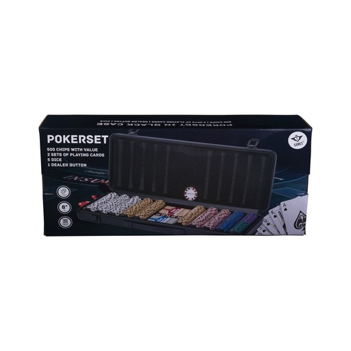 [320961] Pokerset profesional 500 fichas 14 g en maletín negro aluminio