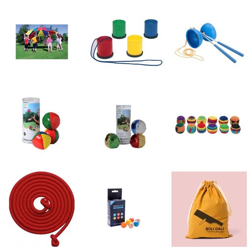 [LOTE-E4] Lot Centres educatius Pati actiu: paracaigudes de 7 m, xanques, malabars i joc tradicional (4+)