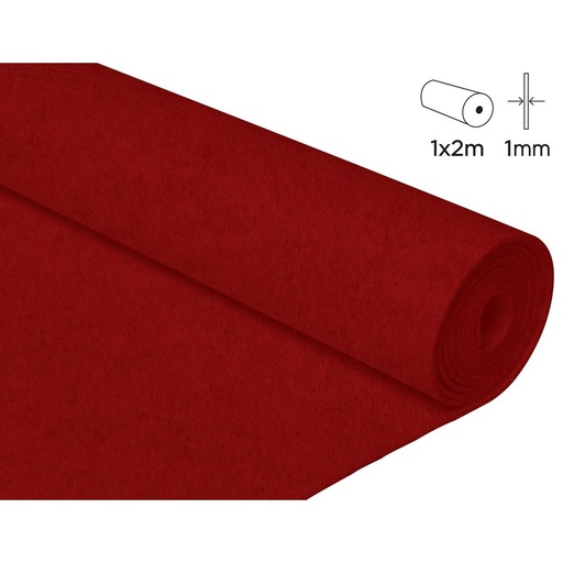 [57117] Fieltro acrílico en rollo rojo: 100 × 200 cm y 1 mm