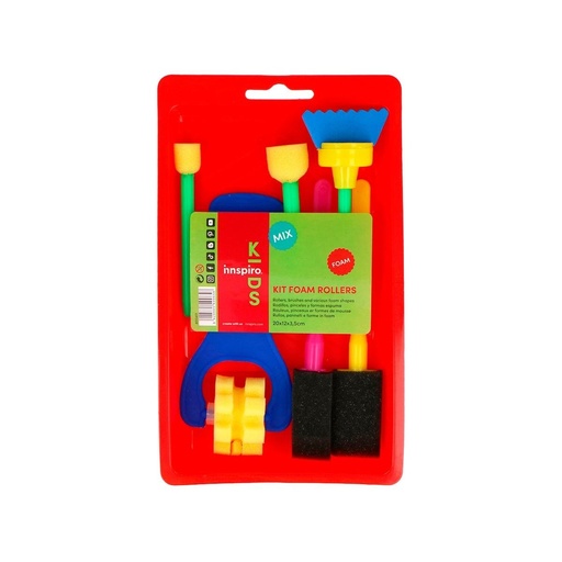 [800401] Kit de pintura amb esponja: corró, paletes, 4 pinzells i safata