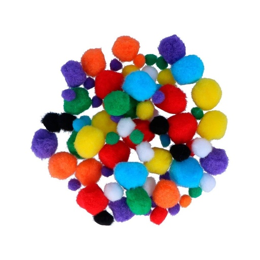 [99440] Pompones de medidas surtidas: 78 unidades en 7 colores