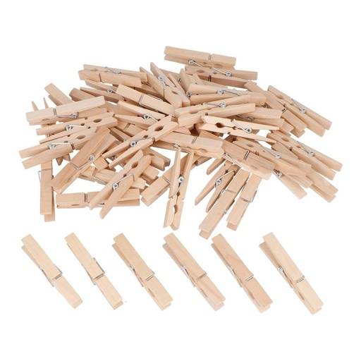 [99593] Pinzas de madera natural de 72 × 10 mm: 60 unidades decorativas