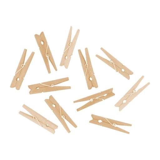 [99601] Pinzas de madera pequeñas en color natural: 48 unidades de 48 × 7 mm