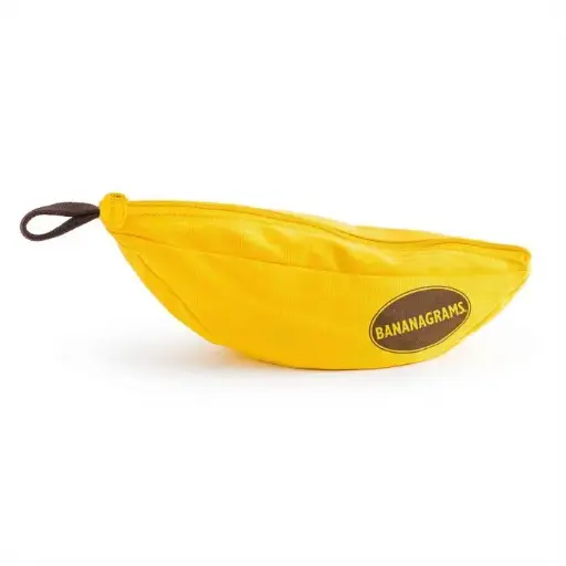 Bananagrams – Joc de Paraules Ràpid i Portàtil sense Tauler | Inclou 144 Fitxes de Lletres en Estoig amb Forma de Plàtan | Des de 7 Anys, Ideal per a Ludoteques, Clubs de Lectura i Tallers Lingüístics