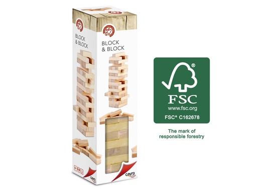 Jenga de Cayro – Torre de Fusta Clàssica per a Joc de Precisió Manual | Des de 6 Anys, 2 o Més Jugadors | Recomanat per a Psicomotricitat Fina, Control del Ritme i Jocs de Concentració