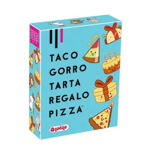 Taco Gorro Tarta Regalo Pizza – Juego de Cartas Familiar para Niños y Adultos +8 Años | Juego de Mesa Rápido, Divertido y Portátil | Desarrolla Reflejos, Atención y Velocidad | De 2 a 8 Jugadores